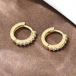 Brass Cubic Zirconia Hoop Earrings&nbsp;EJEW-A156-13A-G