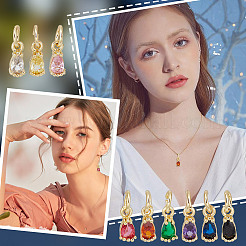 27Pcs 9 Colors Brass Micro Pave Cubic Zirconia Charms&nbsp;ZIRC-DR0001-05
