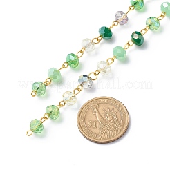 Handmade Electroplate Glass Faceted Rondelle Beaded Chains&nbsp;AJEW-JB01137-05