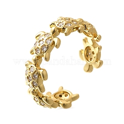 Brass Micro Pave Clear Cubic Zirconia Cuff Rings for Women&nbsp;RJEW-Q008-13G