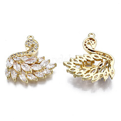 Brass Micro Pave Clear Cubic Zirconia Pendants&nbsp;ZIRC-S069-031G