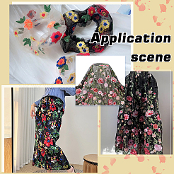 1 Yard Flower Pattern Embroidery Polyester Fabric&nbsp;AJEW-WH0314-473B