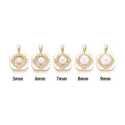 Brass Micro Pave Cubic Zirconia Cup Pearl Peg Bails Pin Pendants&nbsp;KK-T079-04G