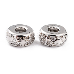 Brass Micro Pave Clear Cubic Zirconia Beads&nbsp;ZIRC-P091-02A-RS