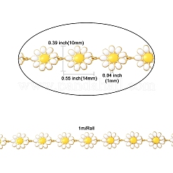 304 Stainless Steel Daisy Flower Link Chains with Enamel&nbsp;AJEW-CJ0001-22B