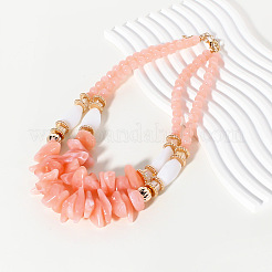 Fashionable Resin Nuggets Graduated Beaded Double Chain Necklaces for Women&nbsp;FS-WGDCFF5-01