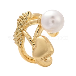 Brass Plastic Imitation Pearl Cuff Earrings&nbsp;EJEW-Q036-01G