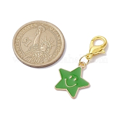 Star with Smiling Face Alloy Enamel Pendant Decooration&nbsp;HJEW-JM01965