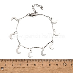304 Stainless Steel Moon Charm Bracelets&nbsp;BJEW-R021-01P