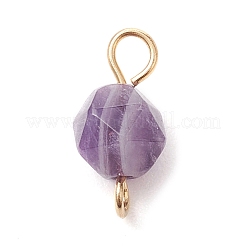 Faceted Natural Mixed Gemstone Star Cut Round Connector Charms&nbsp;PALLOY-JF02722-01