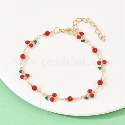 Alloy Enamel & Glass Link Chain Bracelets&nbsp;BJEW-A156-05G
