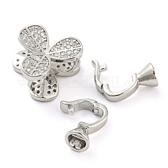 Brass Micro Pave Clear Cubic Zirconia Fold Over Clasps&nbsp;KK-A191-03P