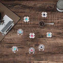 8Pcs 8 Styles Zinc Alloy & Resin Coin Screw Rivet&nbsp;FIND-CP0003-64