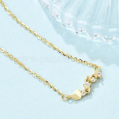 925 Sterling Silver Micro Pave Clear Micro Pave Cubic Zirconia Multi Heart Pendant Necklaces for Women&nbsp;NJEW-D315-01G