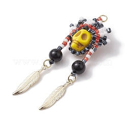 Seed Glass & Synthetic Turquoise Pendant&nbsp;PALLOY-MZ00243-04