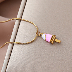 Summer Beach 304 Stainless Steel Enamel Ice Cream Pendant Necklaces for Women&nbsp;FD1093