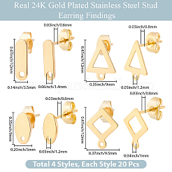 80Pcs 4 Styles 201 Stainless Steel Stud Earring Findings&nbsp;EJEW-BBC0002-29