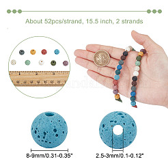 2 Strands Dyed Round Synthetic Lava Rock Beads Strands&nbsp;G-NB0005-38