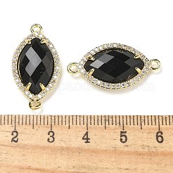 Natural Obsidian Faceted Horse Eye Connector Charms&nbsp;G-G181-07G-08