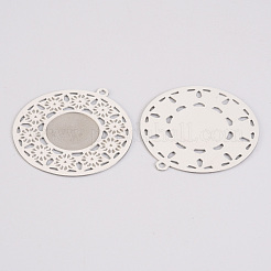 Tarnish Resistant Hollow 304 Stainless Steel Pendant Cabochon Settings&nbsp;STAS-S116-198P
