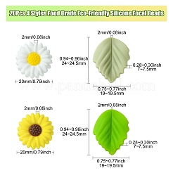 20Pcs 4 Styles Food Grade Eco-Friendly Silicone Focal Beads&nbsp;SIL-CJ0001-21