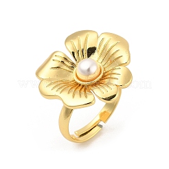 Flower Brass Finger Rings for Women&nbsp;RJEW-S622-06G