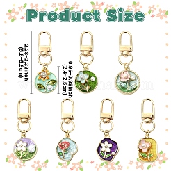 7Pcs Flower Alloy Enamel Pendant Decorations&nbsp;HJEW-YW00315