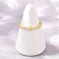 Brass Micro Pave Cubic Zirconia Cuff Open Rings&nbsp;CU-Z002-02G