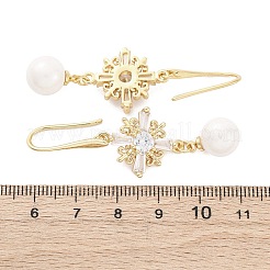 Brass Micro Pave Clear Cubic Zirconia Dangle Stud Earrings&nbsp;EJEW-F362-08G