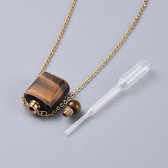 Natural Mixed Stone Perfume Bottle Pendant Necklaces&nbsp;NJEW-F266-02G
