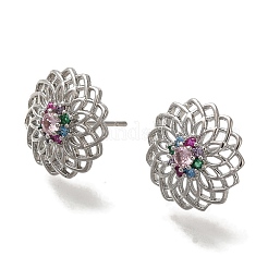 Brass Micro Pave Cubic Zirconia Stud Earrings for Women&nbsp;EJEW-U026-01P