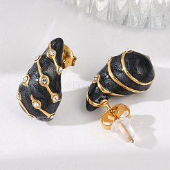 304 Stainless Steel Enamel Stud Earrings&nbsp;EJEW-F353-03G-01