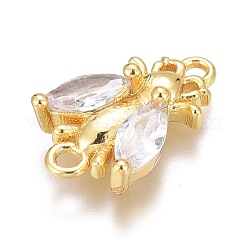 Brass Micro Pave Clear Cubic Zirconia Charms&nbsp;ZIRC-O035-24G