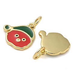Christmas Rack Plating Brass Enamel Charms&nbsp;KK-K392-15G