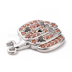 Eco-friendly Brass Micro Pave Dark Orange Cubic Zirconia Pendants&nbsp;KK-D079-22P