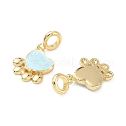 Brass Enamel Paw Print European Dangle Charms&nbsp;KK-L256-08G