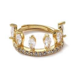 Cubic Zirconia Crown Adjustable Rings&nbsp;RJEW-Q777-10G-03