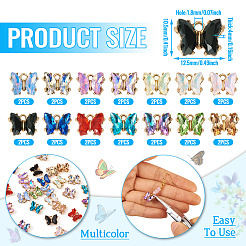 28pcs 14 colors Light Golden Alloy Glass Charms&nbsp;FIND-TA0005-94