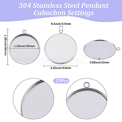 20Pcs 304 Stainless Steel Pendant Cabochon Settings&nbsp;STAS-BBC0010-67P-01