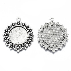 Tibetan Style Alloy Pendant Cabochon Settings&nbsp;TIBE-S322-003AS-RS