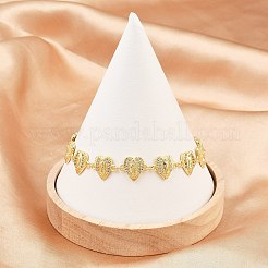 Virgin Mary Theme Brass Micro Pave Clear Cubic Zirconia Link Chain Bracelets for Women&nbsp;BJEW-A090-08C-G