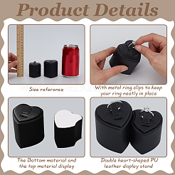 PU Leather Couple Ring Displays&nbsp;RDIS-WH0001-35