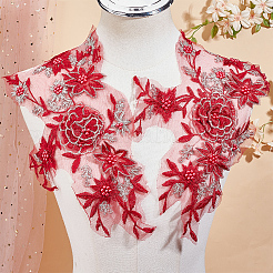 Flower Polyester Embroidery Sew on Appliques&nbsp;DIY-WH20010-38C