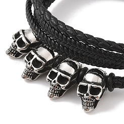 Braided Microfiber Leather Multi-strand Bracelets&nbsp;BJEW-B096-08G