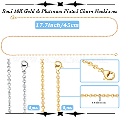 10Pcs 2 Colors 1.4MM Brass Cross/Rolo Chain Necklaces&nbsp;MAK-BBC0001-31