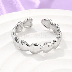 Non-Tarnish 304 Stainless Steel Heart Wrap Open Cuff Ring for Women&nbsp;LS-RJEW-C045-18P