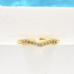 Brass Micro Pave Clear Cubic Zirconia Cuff Rings for Women&nbsp;RJEW-H247-07G