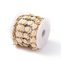 Ion Plating(IP) 304 Stainless Steel Daisy Flower Link Chains with Enamel&nbsp;AJEW-J035-03G-09