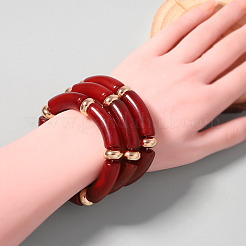 3Pcs Tube Alloy & Resin & CCB Plastic Beaded Strertch Bracelets for Women&nbsp;FS-WG2018E-02