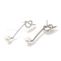 Rack Plating knot Brass Micro Pave Clear Cubic Zirconia Stud Earrings&nbsp;EJEW-H016-10P